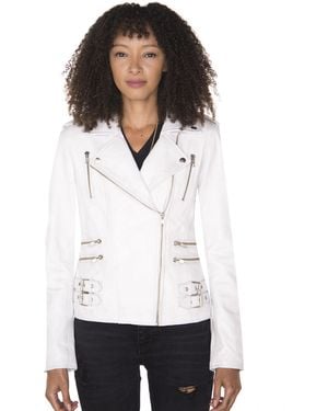 Infinity Leather Vintage Brando Biker Jacket-Orlando - White