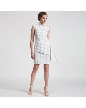 Smart & Joy Verwijderbare Mouwen Gestructureerde Shirtjurk - Wit