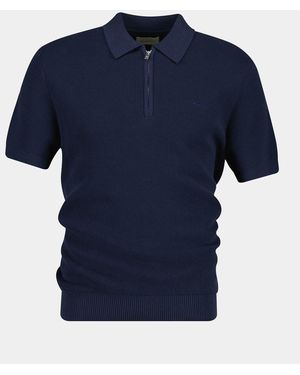 GANT Short Sleeve Half Zip Polo Shirt - Blue