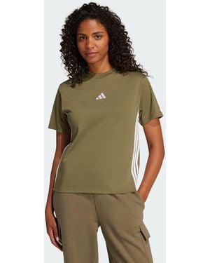 adidas Essentials 3-Stripes Cotton Tee - Green