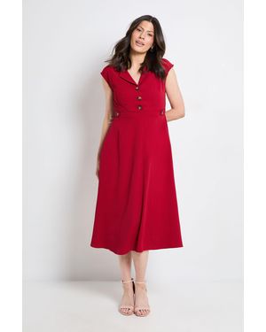 PRINCIPLES Collared Button Detail Fit And Flare Dress