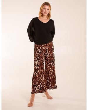 Blue Vanilla Abstract Cheetah Pleated Trousers - Natural