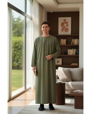Thobez Ramadan Eid Moroccan Jubba Robe Kaftan Djellaba Thobe Lfs -Tt-008 - Green