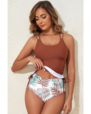Everyday the Label Palm Print Bikini Bottoms - Brown