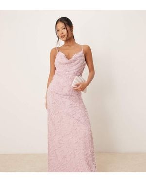Vila Cowl Neck Textured Cami Maxi Dress - Pink