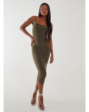 Pink Vanilla Slinky High Neck Maxi Dress - Green