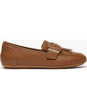 Fitflop Allegro Fringe Buckled Loafers Light Tan - Brown