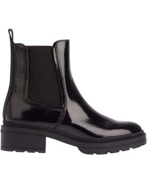 Rocket Dog Ladies Iggie Patent Leather Block Heel Chelsea Boots - Black