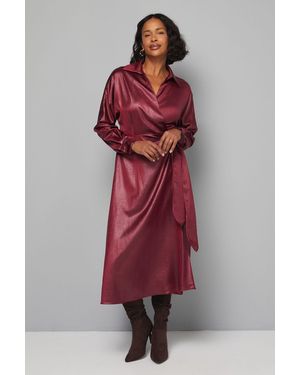 Wallis Textured Satin Wrap Midi Dress