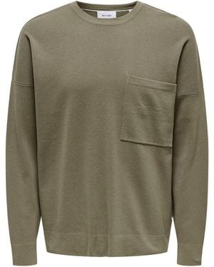 ONLY Relaxed Fit Crew Neck Long Sleeve Sweatshirt - Green