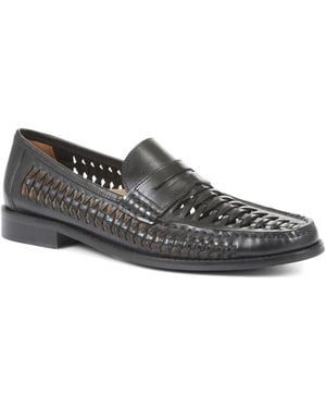 Jones Bootmaker Riverside Woven Leather Loafers - Black