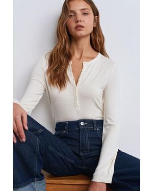 Dilvin Slim Fit V-Neck Button Blouse - White