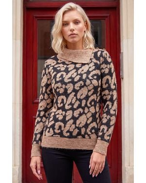 Roman Petite Animal Print Knit Jumper - Red