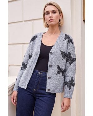 Roman Sparkle Butterfly Cardigan - Blue