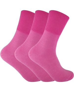 Sock Snob 3 Pack Ladies Non Elastic Thermal Diabetic Socks For Poor Circulation - Pink