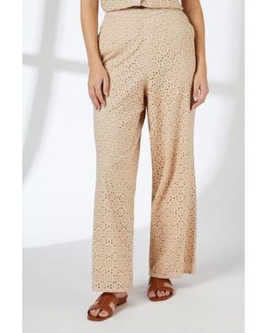 PRINCIPLES Broderie Straight Leg Trouser Co-Ord Cotton - Natural