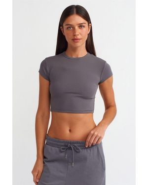 Dilvin Crop Slim-Fit Crew Neck T-Shirt - Multicolour