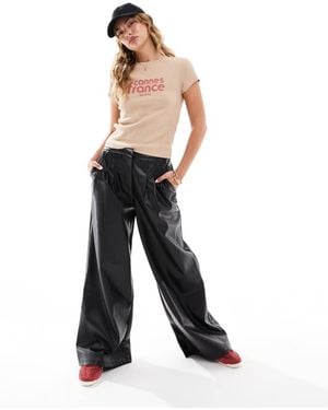 ASOS Pleat Detail Faux Leather Trouser - Black
