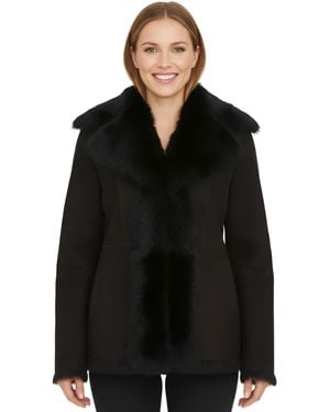 Infinity Leather Dames Zwarte Toscaanse Merino Schapenvacht Suède Leren Jas