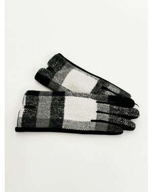 SVNX And Checked Print Gloves - Black