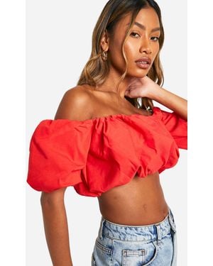 Boohoo Bengaline Puffball Bubble Top - Red