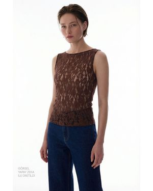 Penti Floral Lace Sleeveless Bodysuit - Blue