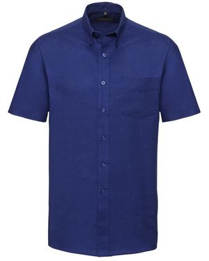 Russell Collection Short Sleeve Easy Care Oxford Shirt (Bright Royal) - Blue