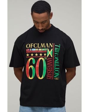 BoohooMAN Oversized Notting Hill Print T-Shirt Cotton - Black