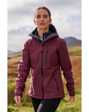 Mountain Warehouse 'Bachill' Waterproof Jacket Breathable 3 Layer Shell Hooded Outdoor Rain Coat - Purple