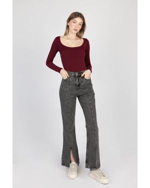 Hiccup Scoop Neck Top - Red