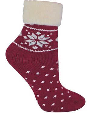 Sock Snob Wollen Bedsokken Voor Met Fairisle-Ontwerp - Rood
