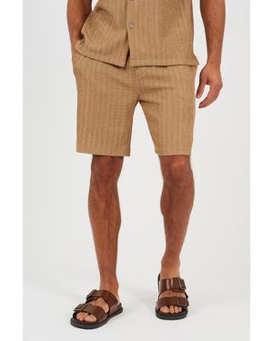 Brave Soul Textured Drawcord Shorts - Natural