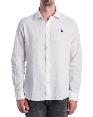 U.S. POLO ASSN. Long Sleeve Cotton And Linen Shirt Us41104030 - White