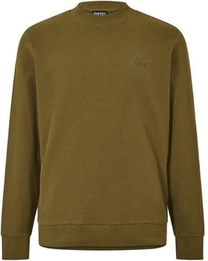 DIESEL Crew Neck Ribbed Collar Long Sleeve Sweatshirt - Green