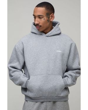 BoohooMAN Oversized Boxy Sport Embroidered Hoodie - Grey