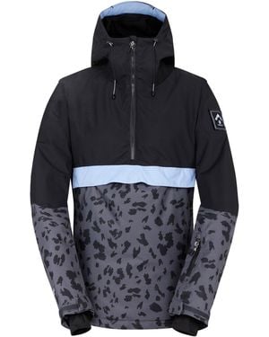 Dare 2b Ladies Snowburst Leopard Print Overhead Ski Jacket /Ebony) - Black