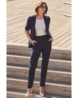 Sosandar Side Button Tapered Leg Trousers - Black