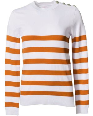 Dunnes Striped Button Shoulder Jumper - Orange