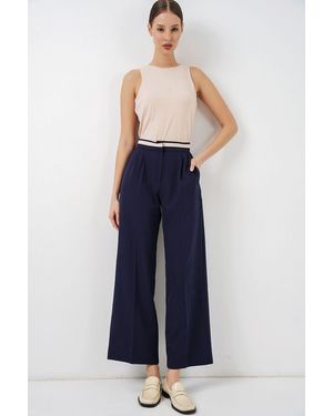 Bigdart High Waist Wide Leg Trousers With Pockets - Blue
