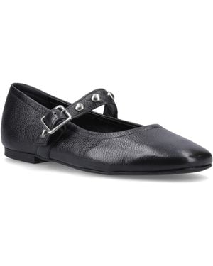 Hush Puppies Charlene Stud Ballerina Leather Flats - Black