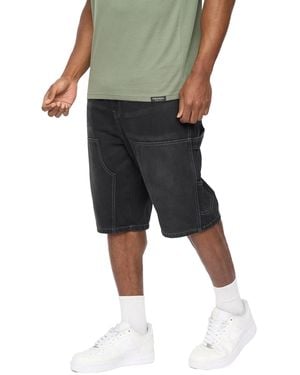 Crosshatch Teleman Denim Shorts Cotton - Black