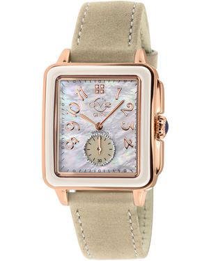 Gv2 Bari Tortoise 9262 Swiss Quartz Mother Of Pearl Suede Diamond Watch - Brown
