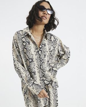 River Island Shirt Oversized Snake Viscose - Grey