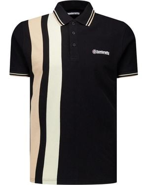 Lambretta Classic Yarn Dyed Stripe Logo Polo Shirt /Nomad) - Black