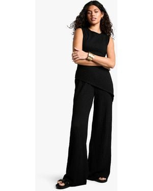 Boohoo Textured Asym Hem Sleeveless Top & Trouser Co-Ord - Black