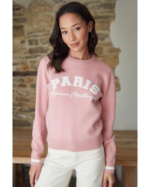Threadbare Varsity Knitted Jumper Viscose - Pink
