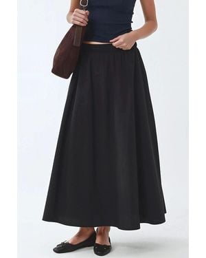 Busem Elastic Waist Midi Skirt With Pockets - Black