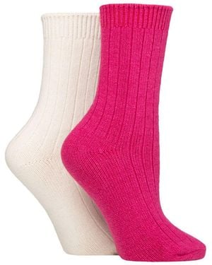 Wildfeet 2-Pack Kasjmier Wol Slaap Sokken - Roze