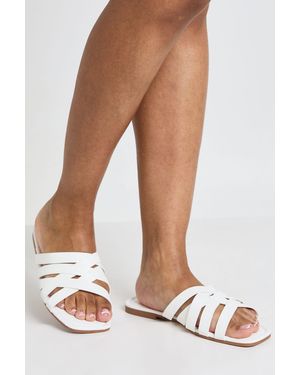 Boohoo Wide Fit Cross Over Strappy Sliders - White