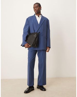 ASOS Oversized Slouchy Double Breasted Suit Jacket - Blue